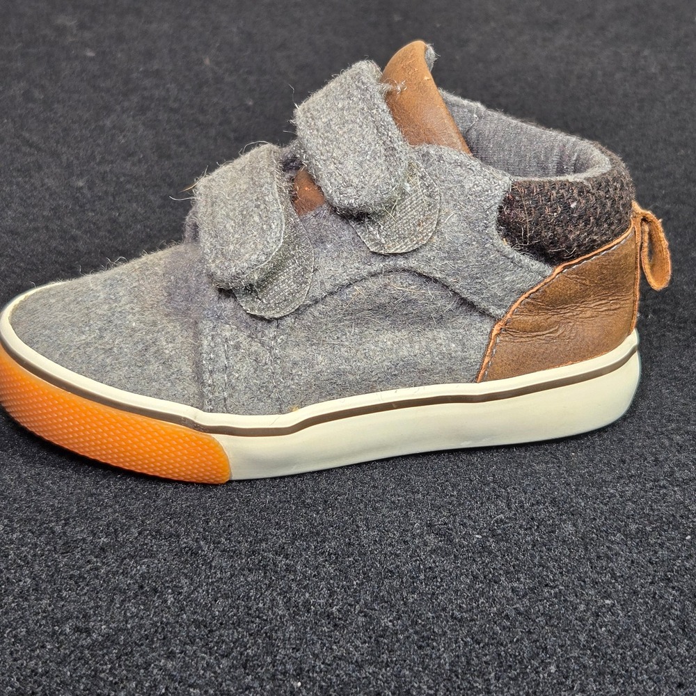 Cat & Jack Toddler Boys Gray Textile High Top Sneakers Size 5 Hook Loop Straps